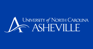 University of North Carolina Asheville logo, horizontal, white on blue