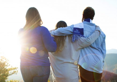 Students on a mountain